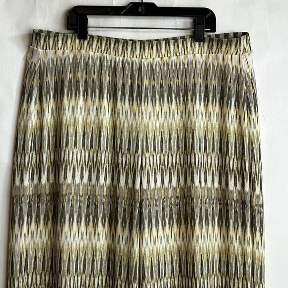 Chicos Travelers Pants Size 2 Large Slinky Knit L Elastic Waist Yellow Bohemian - Picture 3 of 6